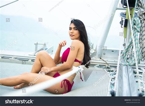 Elegant Sexy Woman Red Bikini Have Stock Photo Shutterstock