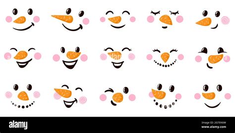 Snowman Cartoon Faces Funny Snowman Faces With Various Emotions