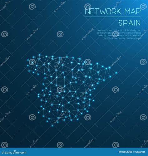 Spain network map. stock vector. Illustration of contour - 86851305