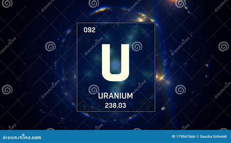 uranium  element    periodic table  illustration  blue