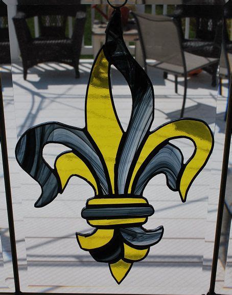 Stained Glass Fleur De Lis Suncatcher Wall Hanging Etsy Stained