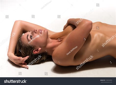 Beautiful Sunburned Brunette Nude On Gray Stock Photo Shutterstock