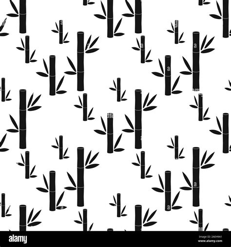 Black Bamboo Seamless Pattern Vectorbamboo Tree Leaves Branches