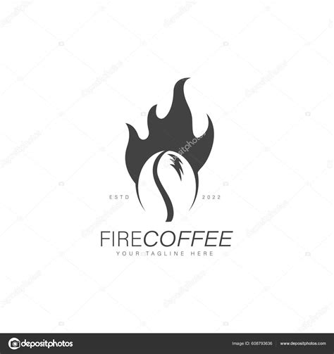 Fire Coffee Logo Design Illustration Icon Stock Vector by ...