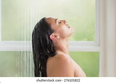 Pretty Brunette Taking Shower Bathroom Stock Photo Edit Now 276101822