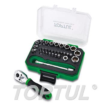 30PCS 1/4" DR. Mini Ratchet Socket & Bit Set - TOPTUL The Mark of ...