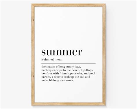 Summer, Summer Definition Print, Summer Quote Poster, Summer Wall Art ...