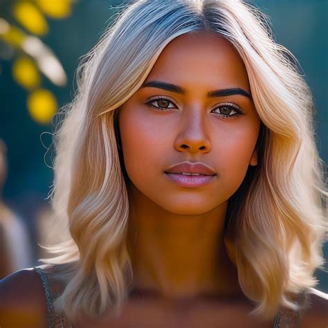 Premium Photo Beautiful Black Woman With Golden Silky Blonde Hair