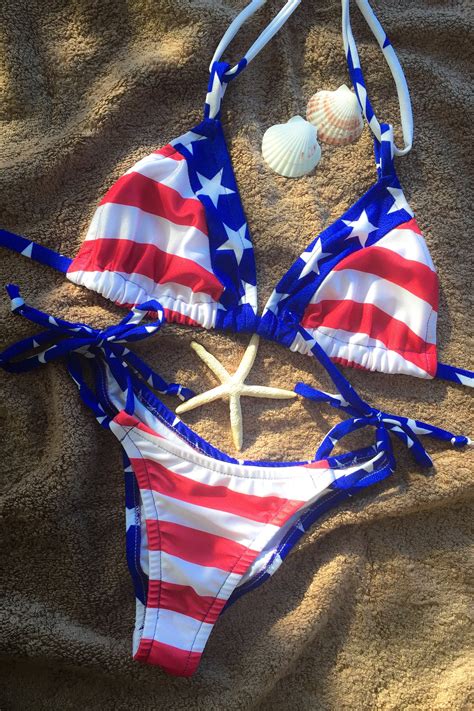 Patriotic Handmade Bikini String Bikini Etsy