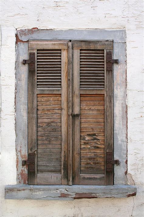 Closed Window With Old Wood Shutters Stock Image Image Of Texture
