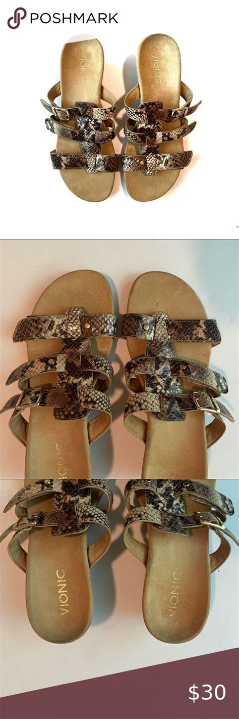 Vionic Snakeskin Sandals Size 6 In 2022 Vionic Snake Skin Sandals