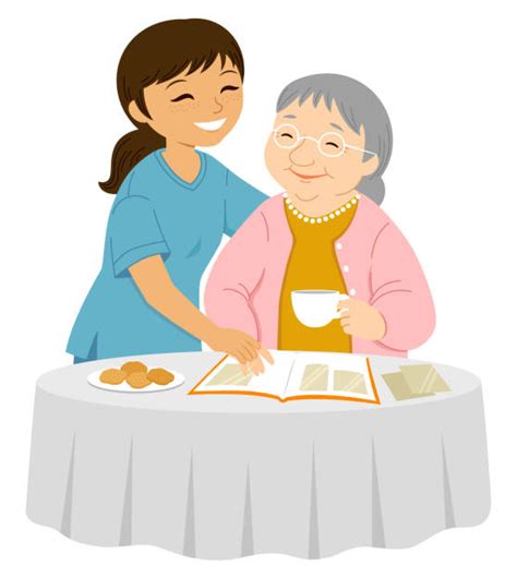happy senior  home  caregiver stock illustrations royalty