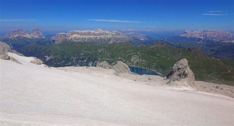 Marmolada Glacier Which Is Melting Due To Climate Change Stock Photo