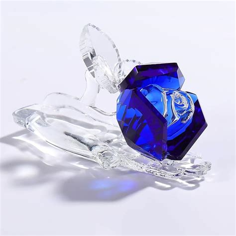 Amazon Movdyka Blue Crystal Rose Flower Figurine Romantic Rose