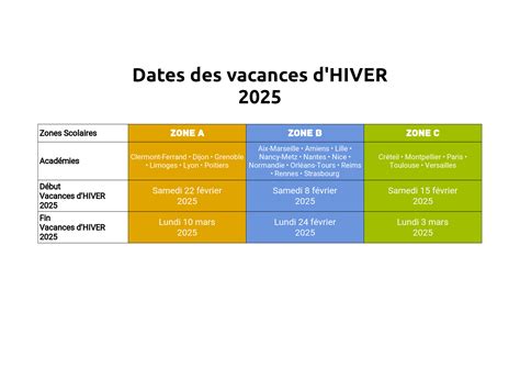 Vacances D Hiver F Vrier Calendrier Officiel