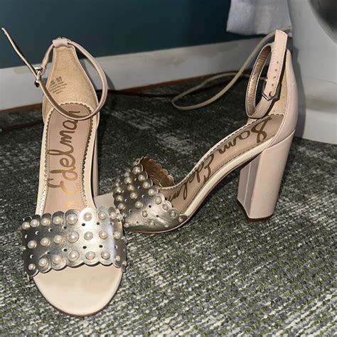 Beautiful Sam Edelman High Chunky Nude Heels With Pea Gem