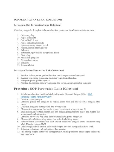 Sop Perawatan Luka Kolostomi Pdf