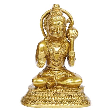 Brass World Brass Lord Hanuman Murti For Home Puja Blessing Posture