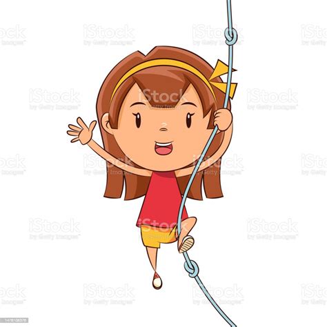 Girl Climbing Rope Stock Illustration Download Image Now Active