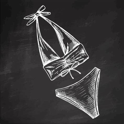 mano dibujado bosquejo de cabestro bikini conjunto con arco detalles en monocromo Clásico estilo