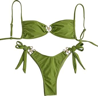 Amazon Milumia Women S Piece Bikini Set Starfish Decor Spaghetti Strap Tie Side Swimwear