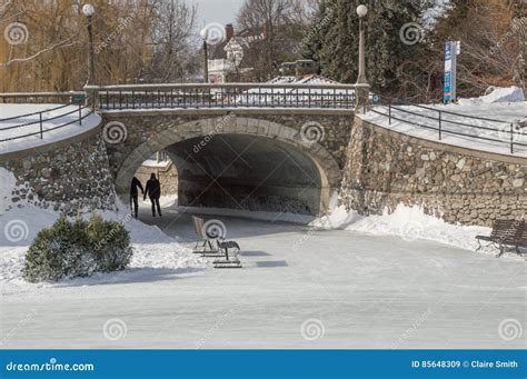 Couple Ice Skating on the Rideau Canal, Ottawa for Winterlude ...