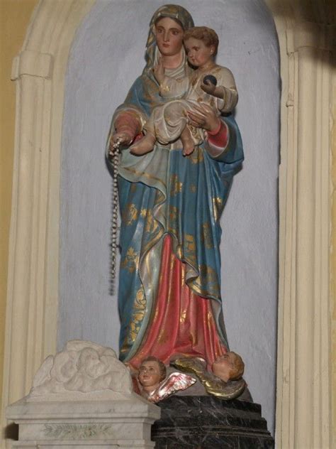 Ambito Italiano Sec XX Statua Della Madonna Del Rosario In Gesso