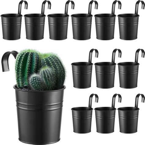 Amazon.com: 12 Pack Balcony Planters Railing Hanging, Black Railing ...