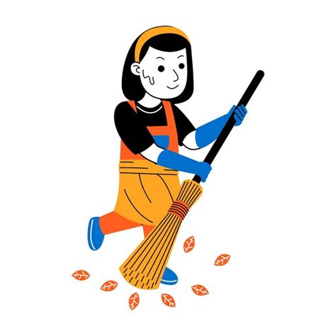 Ilustración vectorial de una mujer joven que limpia la casa | Vector ...