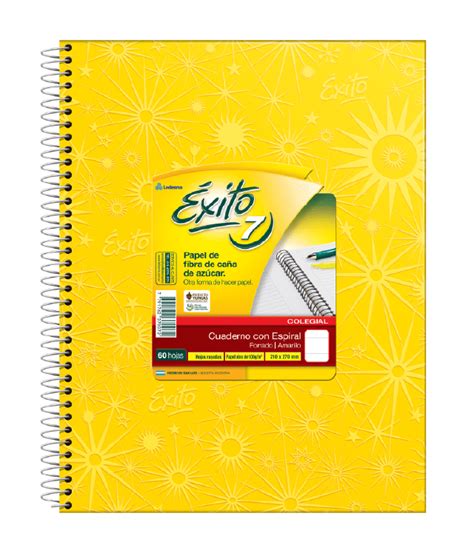 CUADERNO ESPIRAL E7 21X27 COLEGIAL FORRADO AMARILLO 60 HOJAS RAYA