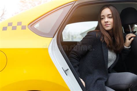 Brunette In Cab At Afternoon Stock Image Image Of Avenue City 82401349