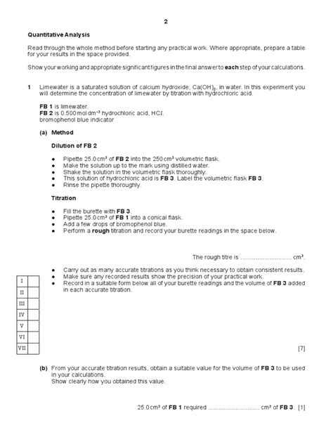 Practical Revision | PDF | Titration | Chemistry