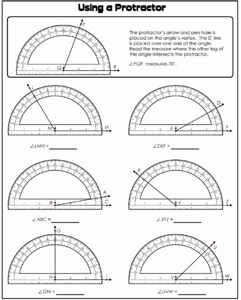 50 Reading A Protractor Worksheet