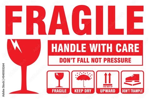 fragile handle  care sticker  poster  delivery service