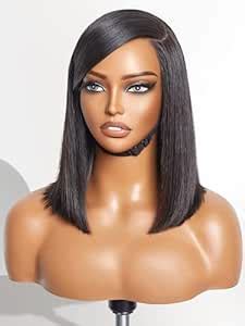 Amazon LUVME HAIR 12 Inch Bob Wig Human Hair With Swoop Bangs