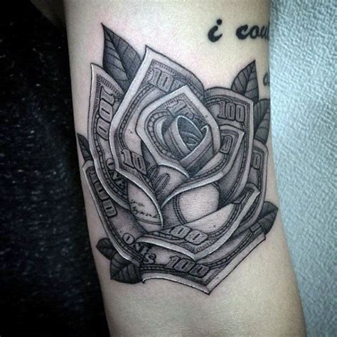 One Hundred Dollar Bill Money Rose Mens Small Tattoo Ideas Money Rose Tattoo Tattoo Designs