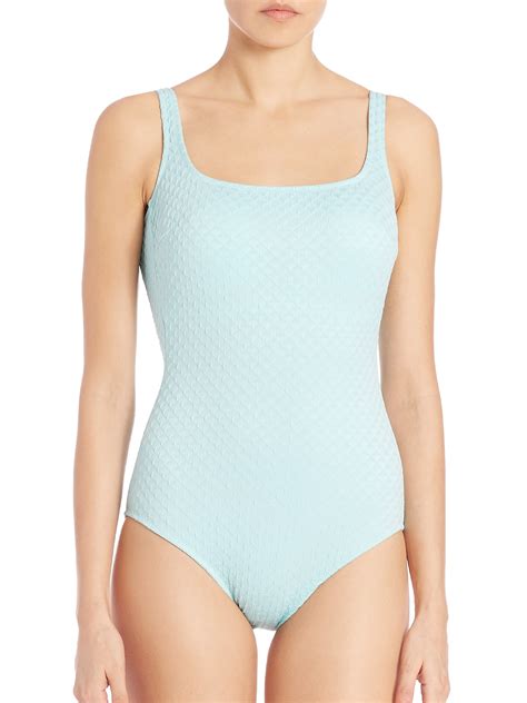 Gottex One Piece Square Neck Tank Swimsuit In Blue Lyst