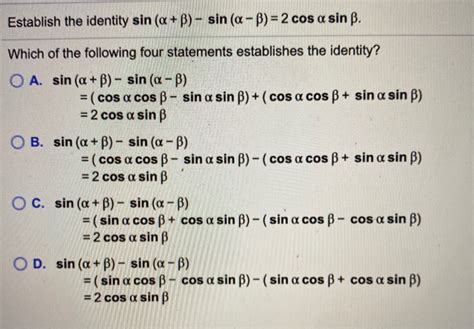 Solved Establish The Identity Sin A B Sin A 2