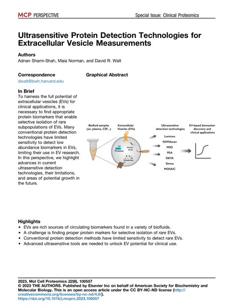 Pdf Ultrasensitive Protein Detection Technologies For Extracellular