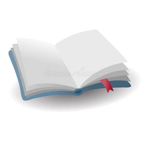 realistic open empty blue book icon  red bookmark  shadow
