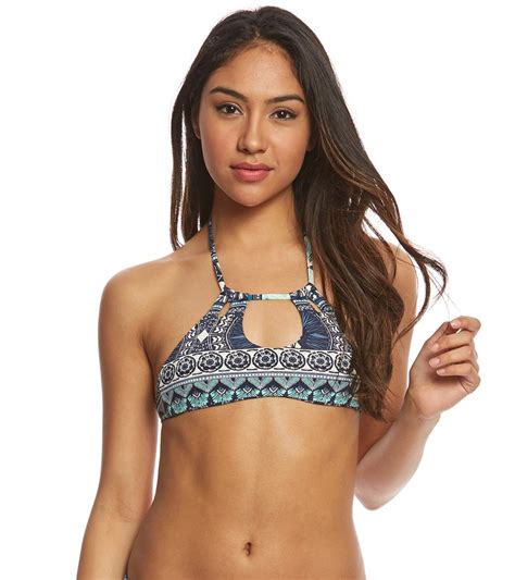Roxy Print Strappy Love Halter Crop Bikini Top At Swimoutlet
