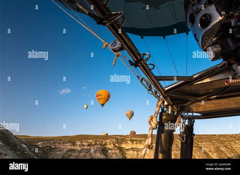 Hot Air Balloon From Above The Oriental Dream Landscape Of Cappadocia Stock Photo Alamy