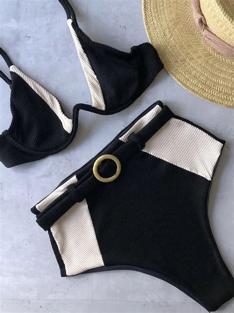 Strand Sand Strand Hohe Qualit T Bikini Badeanzug Frauen Blume Gedruckt High Cut V Verdrahtete