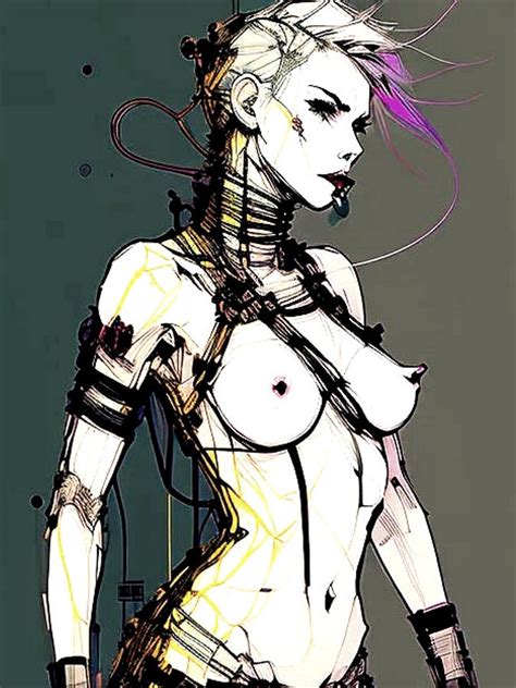 Pen And Ink Nude Cyberpunk Pinup Girl Digital Art By Whitney Ervin Fine Art America