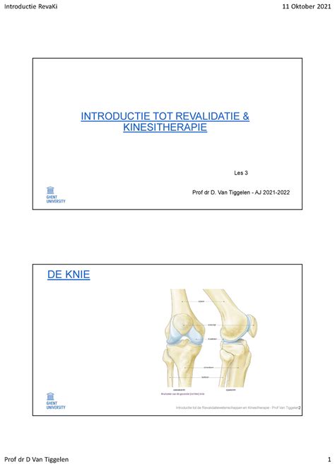 Les Les Introductie Tot Revalidatie Kinesitherapie Prof Dr D