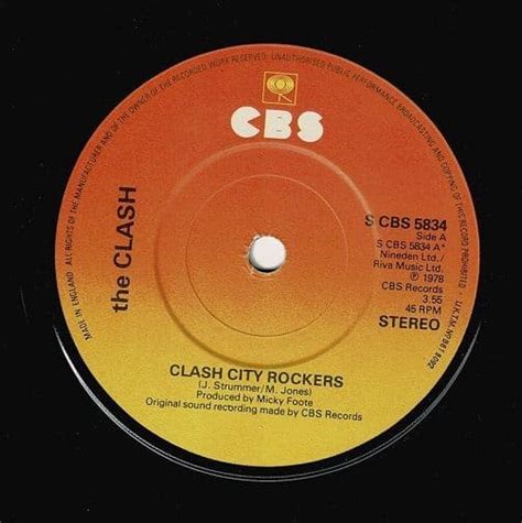 The Clash Clash City Rockers Vinyl Record 7 Inch Cbs 1978