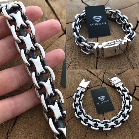 Серебряный браслет Двойной Якорь. Серебро чернёное 925. Вес 130 грамм ...