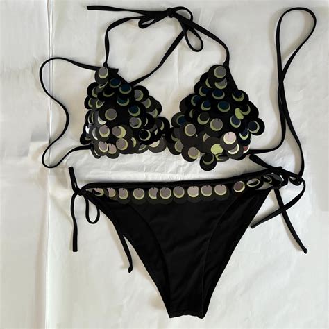EMPORIO ARMANI SS Black Bikini With Polymer Circles For Sale At StDibs
