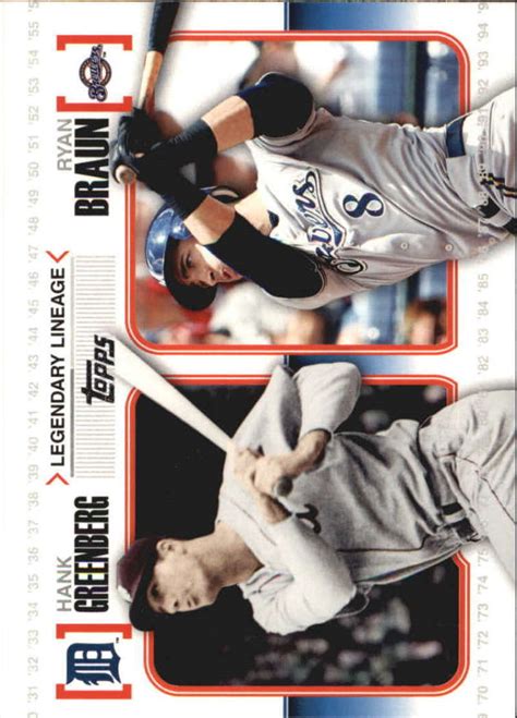 Topps Legendary Lineage Ll Hank Greenberg Ryan Braun Nm Mt Ebay