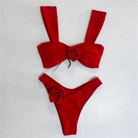 Uaang Micro Folral Bikini Women Swimsuit Female Swimwear Thong Bikinis Set Brazilian Beach